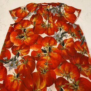 Dolce & Gabbana Silk Short Sleeved Tomato Blouse with bejeweled buttons